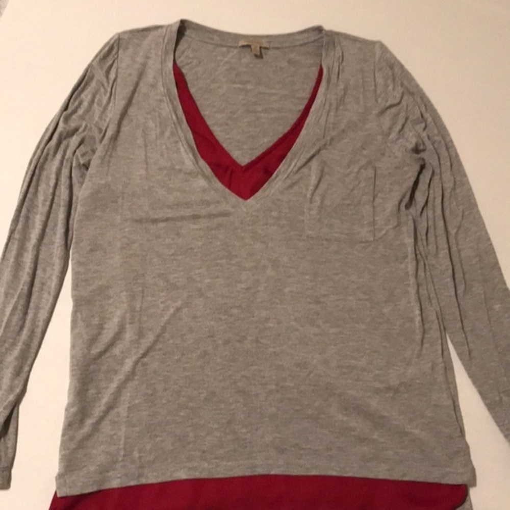 Bordeaux Gray Long Sleeve Top Size Small